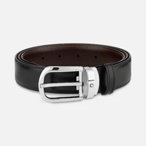 Montblanc Cintura reversibile in pelle nera/marrone 30 mm