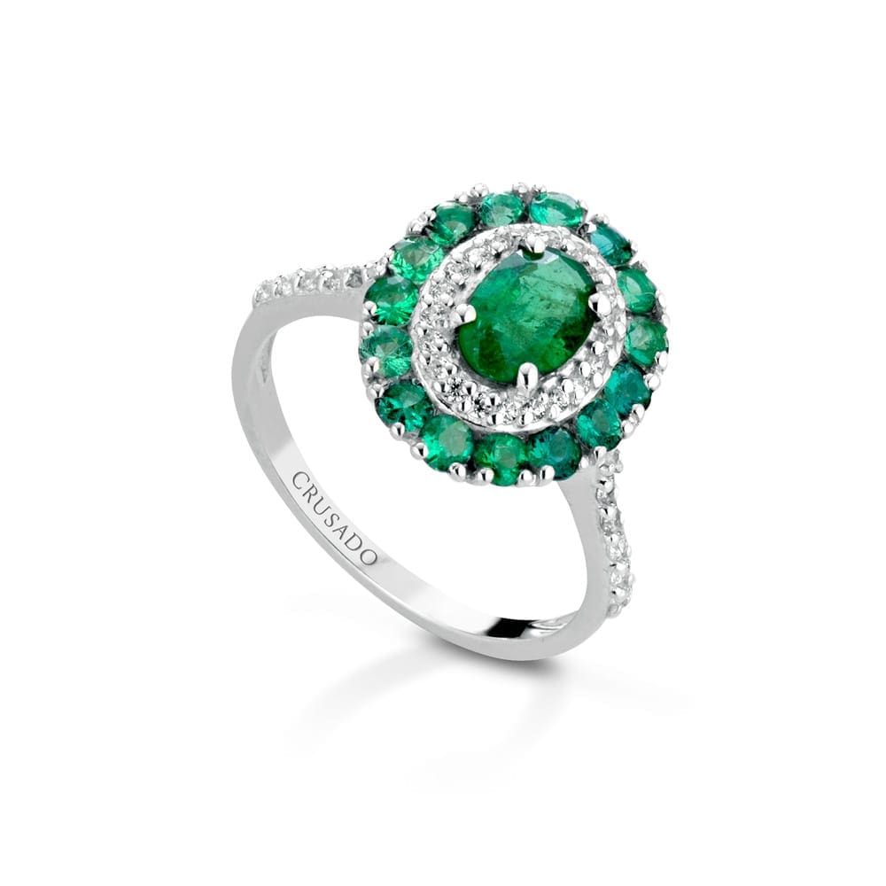 ANISC2S Anello Crusado Oro, Diamanti e Smeraldi - immagine 1